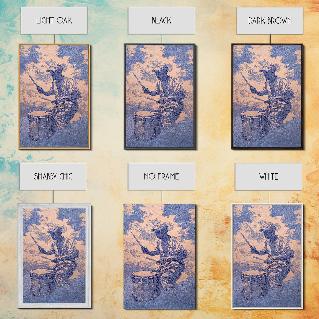 Blue African Drummer Playing Traditional Drum Wall Art, Afrocentric Art Print, Cultural Music Decor, Tribal Portrait Canvas