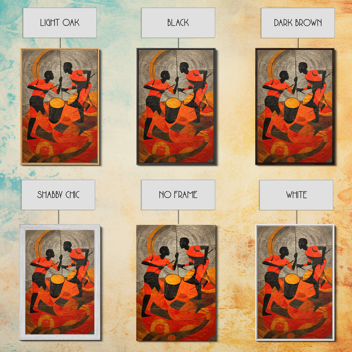 Two African Children Dancing With Drum Wall Art, Colorful African Art Print, Tribal Celebration Decor, Modern Afro Canvas