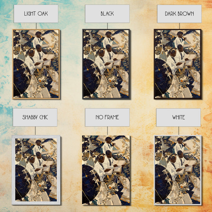 Black African Scholars Reading Floating Books Wall Art, Afrofuturism Decor, Black History Gift, Modern Cultural Canvas Print