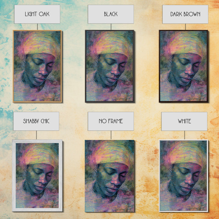 Dreamlike African Woman Portrait Canvas Print, Afrocentric Wall Art, Black Woman Art, Melanin Decor, Gift For Her, Spiritual Wall Decor