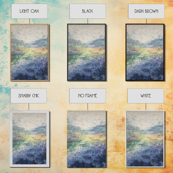 Luminous Abstract Horizon Landscape Wall Art, Blue Green Modern Canvas Print, Dreamy Nature Scene, Elegant Living Room Decor