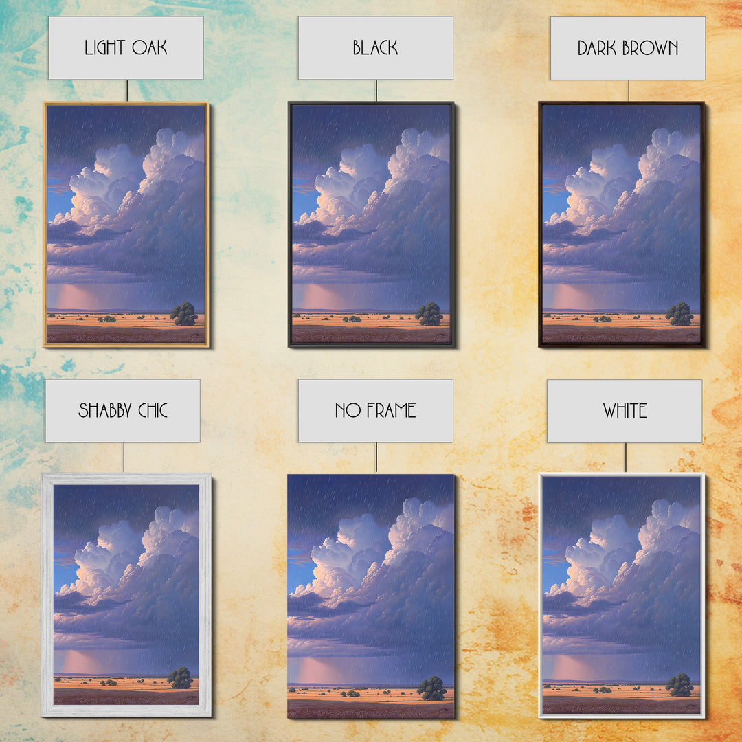 Rainstorm Over African Savanna Canvas Print, Dramatic Cloud Wall Art, Safari Landscape Decor, Dreamy Nature Scene Gift, Blue Sky