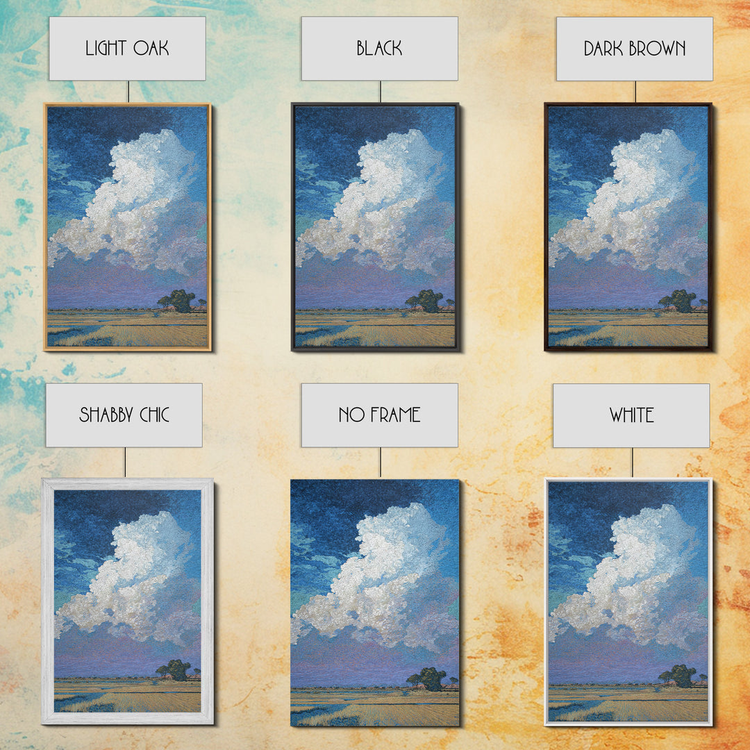 Bright African Fields With Lone Tree And White Cloud Wall Art, Landscape Canvas Print, Nature Scene Art, Elegant Home Decor