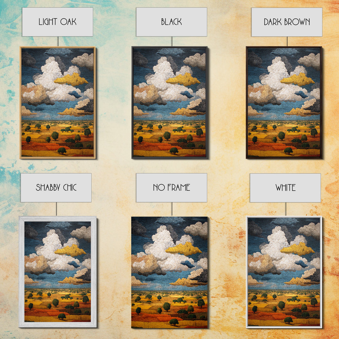 African Savanna Under Golden Storm Clouds Wall Art, Textured Landscape Canvas, Afrocentric Decor, Safari Home Gift For Living Room