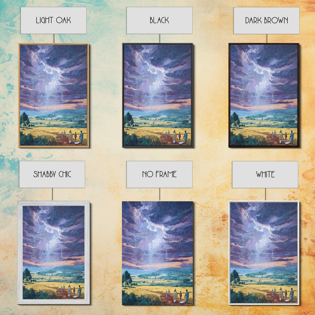 African Rainstorm Over Golden Plains Wall Art, Blue Sky Landscape Canvas, Cultural Decor, Afrocentric Gift For Living Room