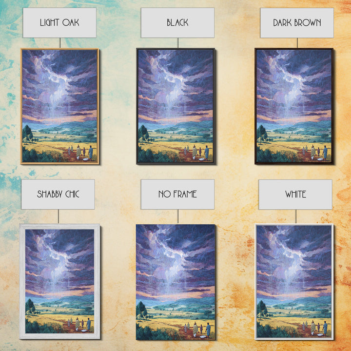 African Rainstorm Over Golden Plains Wall Art, Blue Sky Landscape Canvas, Cultural Decor, Afrocentric Gift For Living Room