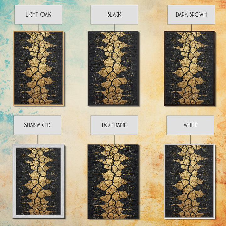 Gold Cracked Earth Africa Inspired Abstract Wall Art, Black And Gold Canvas Decor, Modern Afrocentric Texture, Luxury Gift