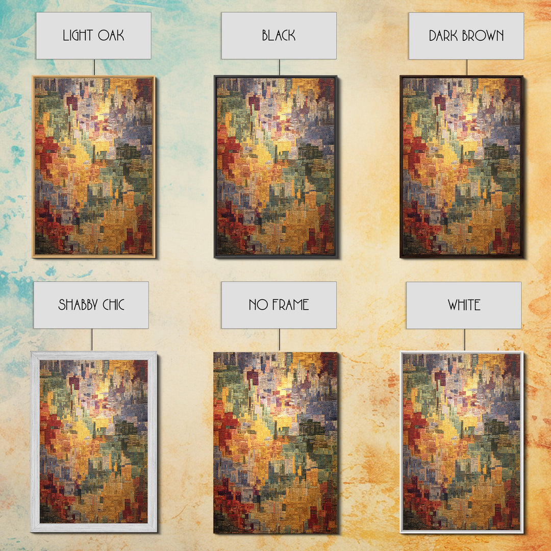 Luminous Woven City Mosaic Abstract Canvas Print, Contemporary Art, Modern Wall Art, Textured Art Print For Living Room Decor