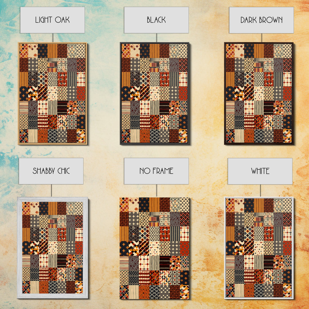 African Ankara Patchwork Fabric Pattern Wall Art, African Print, Tribal Art Decor, Boho Home Decor, Cultural Wall Decor Gift