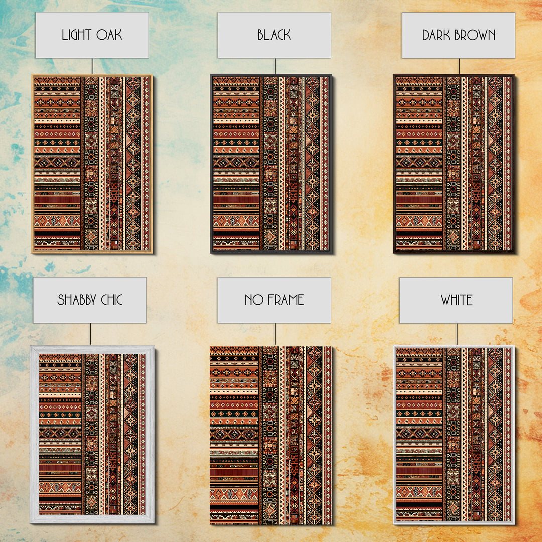 Terracotta Black Tribal Stripe Pattern Canvas Print, African Patterns, Ethnic Wall Decor, Boho African Wall Art Gift For Home