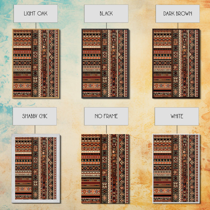 Terracotta Black Tribal Stripe Pattern Canvas Print, African Patterns, Ethnic Wall Decor, Boho African Wall Art Gift For Home
