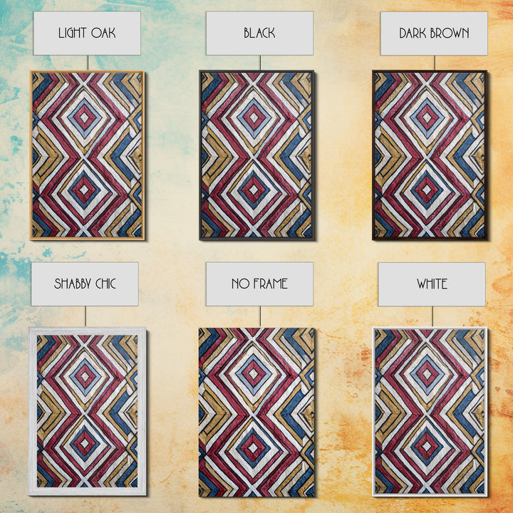 Handwoven Diamond Textile Pattern Wall Art, African Fabric, Geometric Wall Art, Tribal Art Print, Colorful Home Decor Gift