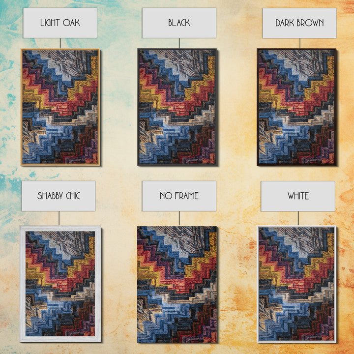 Bold Stepped Zigzag Textile Canvas Print, African Abstract, Geometric Wall Art, Vibrant Wall Decor, Tribal Art Gift For Home