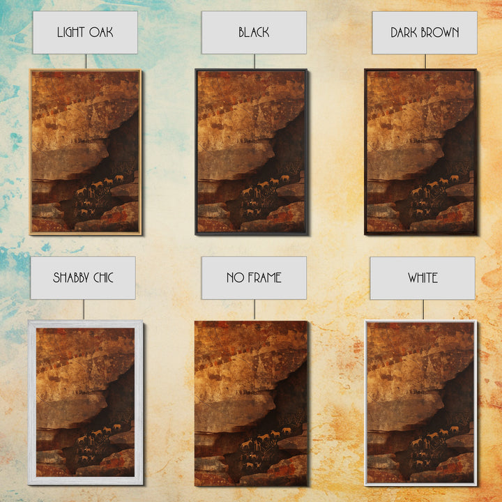 Ochre Cave Safari Herds Wall Art, African Safari Art, Earth Tone Wall Decor, Tribal Animal Print, Rustic Home Decor Gift