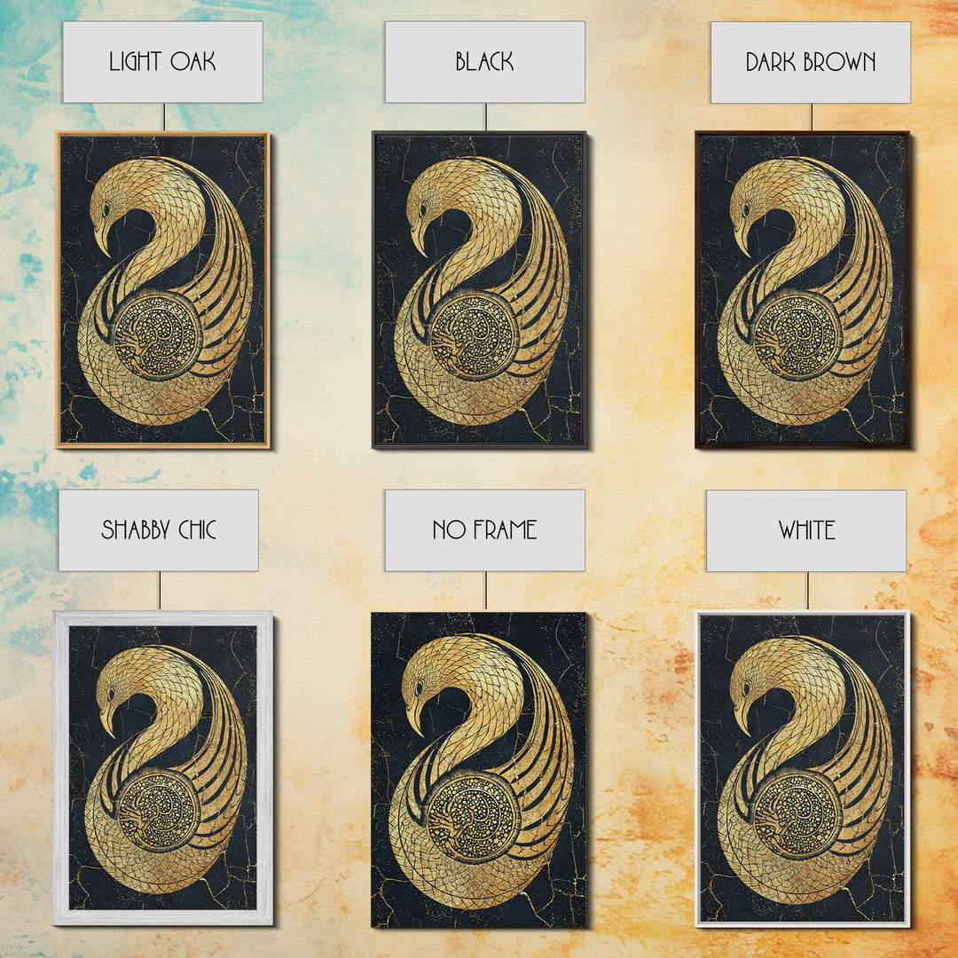 Gold Phoenix Bird Canvas Print, Black And Gold Art, African Inspired Wall Decor, Mythical Animal Art, Luxury Canvas Art Gift