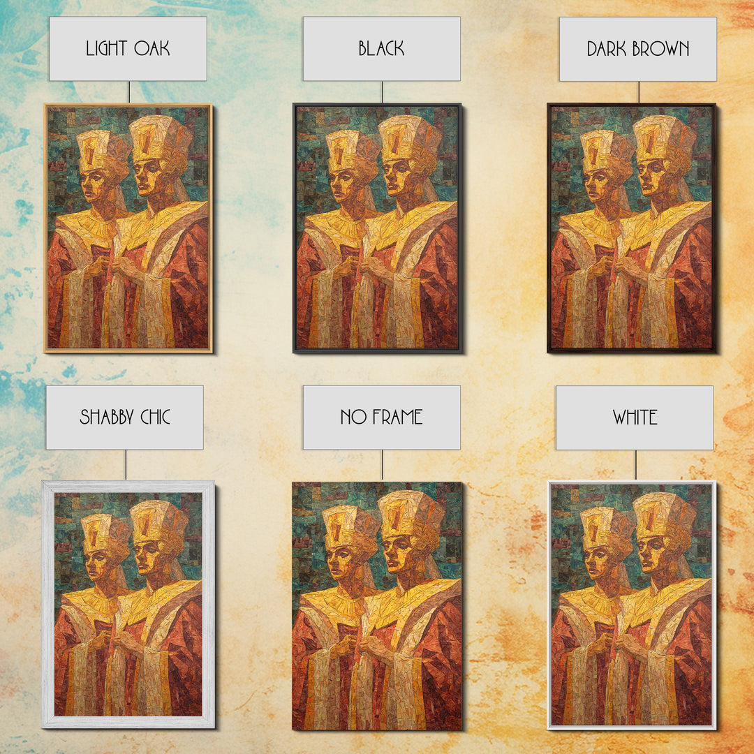 Regal African Queens In Mosaic Robes Wall Art, African Woman Art, Black Culture Art, Royal Portrait, Elegant Home Decor Gift