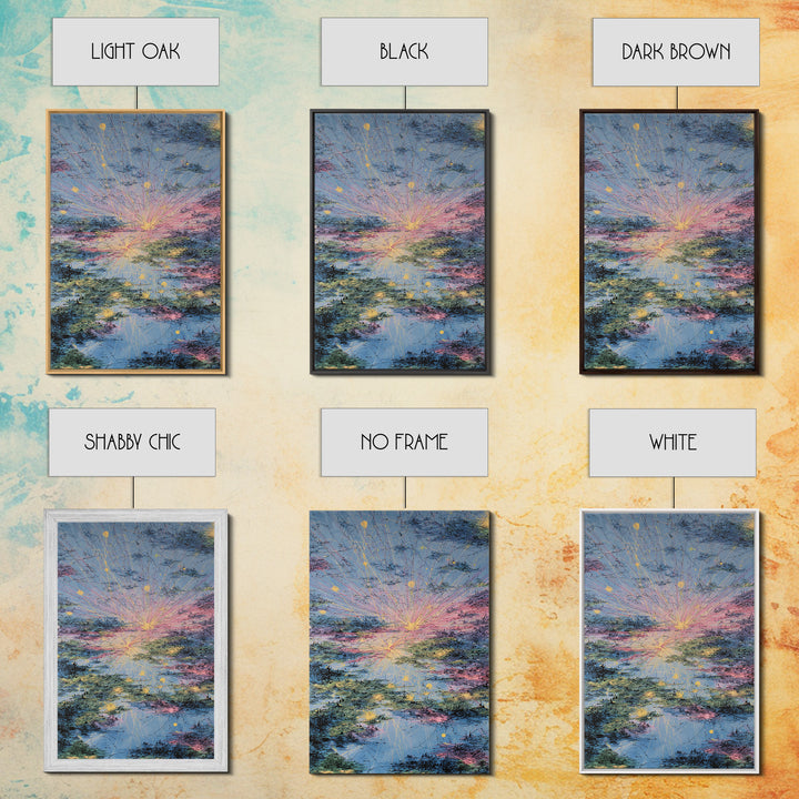Pastel Sunrise Reflections Over Water Canvas Print, Abstract Wall Art, Dreamy Wall Art, Modern Blue Pink Home Decor Gift
