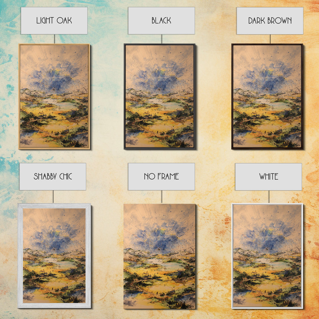 Golden Valley Storm Burst Canvas Print, Abstract Landscape Wall Art, Earth Tone Modern Home Decor For Living Room And Office Gift