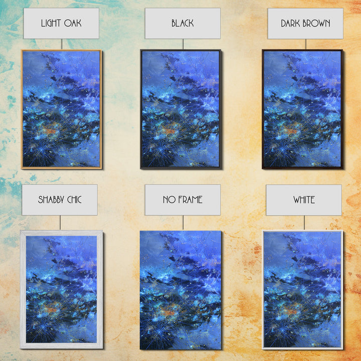 Blue Abstract City Lights Network Canvas Print, Digital Wall Art, Modern Starry Statement Decor For Office And Home Gift