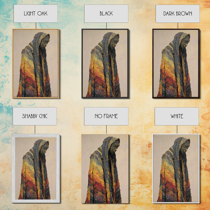 Hooded African Wanderer Wall Art, Textured Robe Portrait, Abstract Afrocentric Figure, Earth Tone Cultural Decor Canvas Print