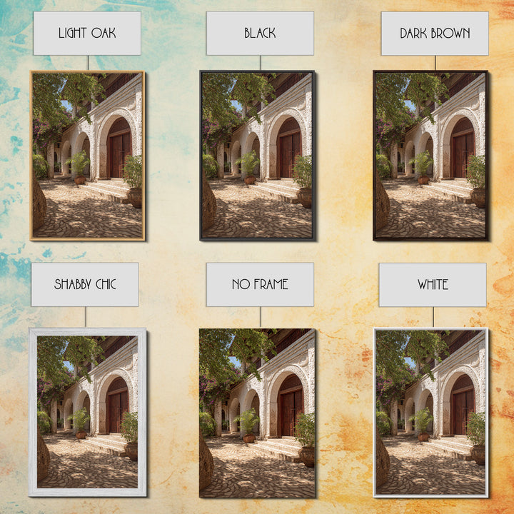 Arched African Veranda Courtyard Framed Canvas Print, Zanzibar Style, Cultural Home Decor, African Wall Decor, Statement Decor