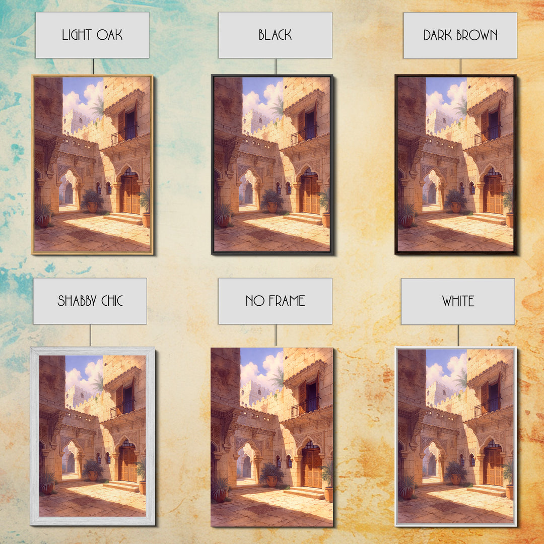 Golden African Palace Courtyard Wall Art, Arched Architecture, African Inspired, Luxury Art, Cultural Wall Decor, Home Decor Gift