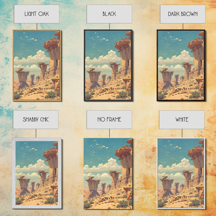 Desert Caravan Rock Pillars Wall Art, African Landscape Travel Poster, Sahara Nature Scene, Warm Boho Home Decor Gift Print