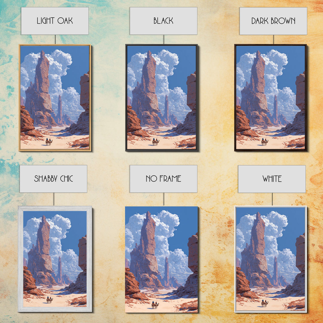 Red Desert Rock Spires With Tiny Riders Wall Art, African Landscape, Safari Art, Large Wall Art, Nature Scene Art, Office Decor