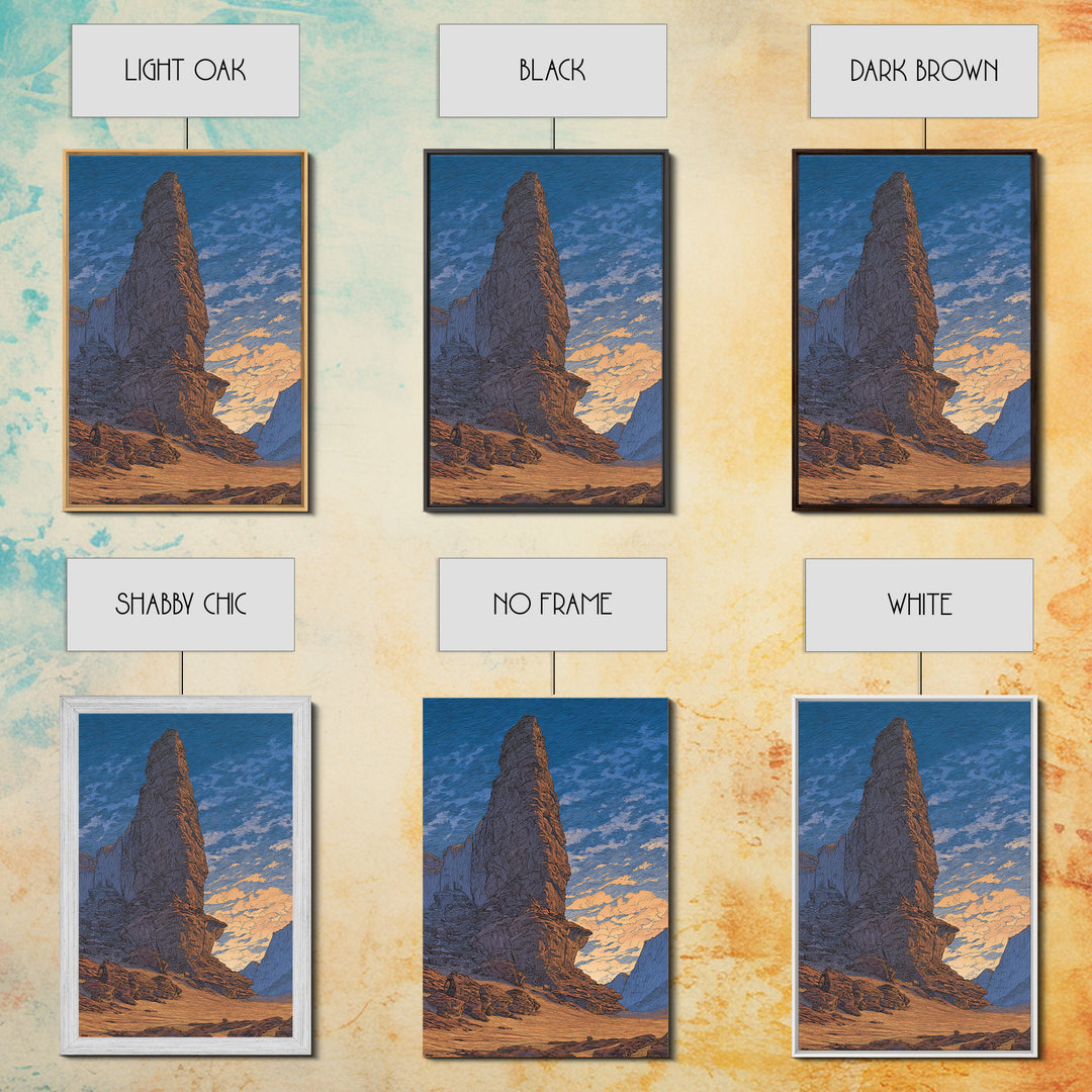 Towering Desert Monolith Under Blue Sky Wall Art, African Landscape, Modern Wall Art, Large Wall Art, Earth Tone Wall Art