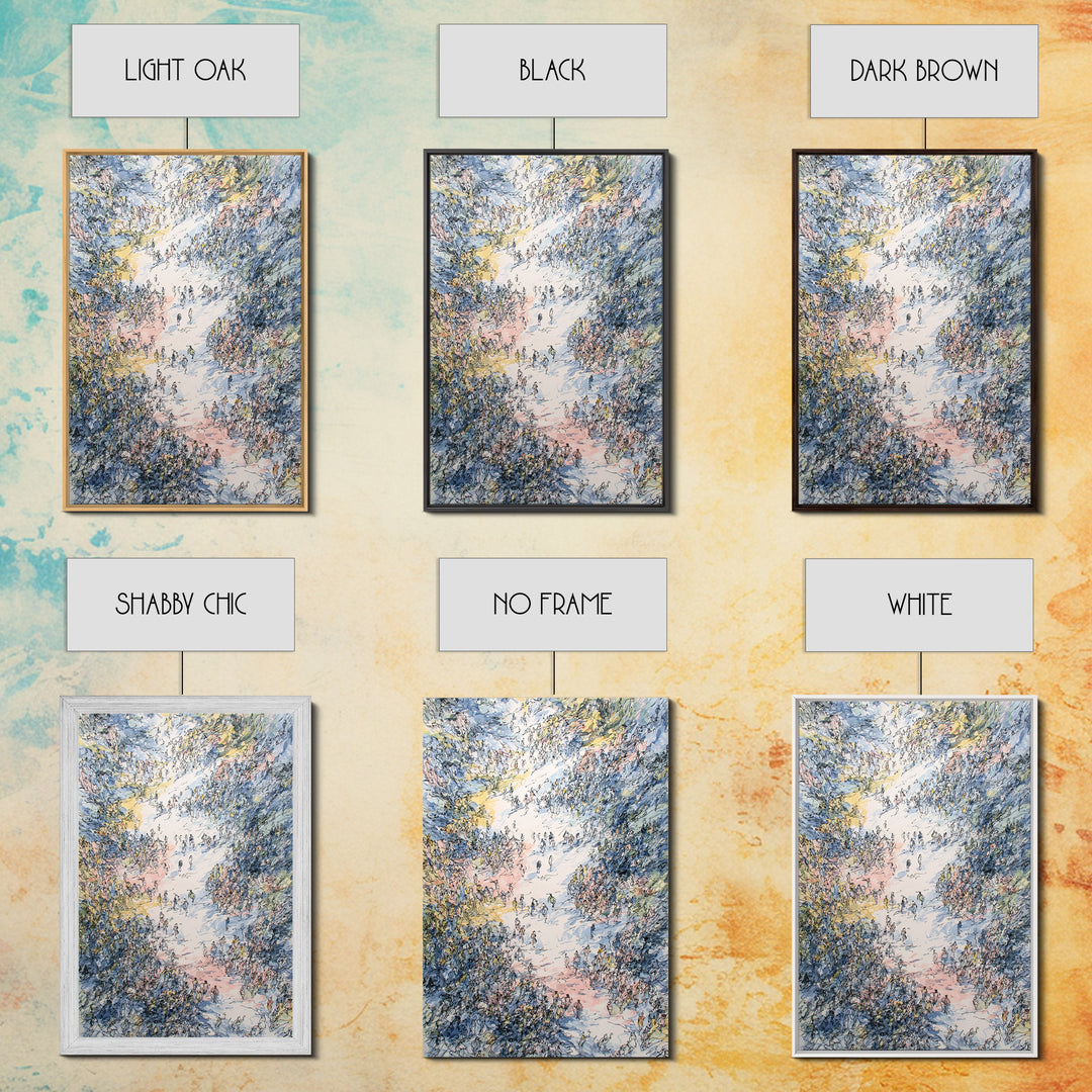 Pastel Valley Gathering Canvas Print, Dreamy Nature Scene With Tiny Figures, African Inspired Wall Decor, Unique Home Art