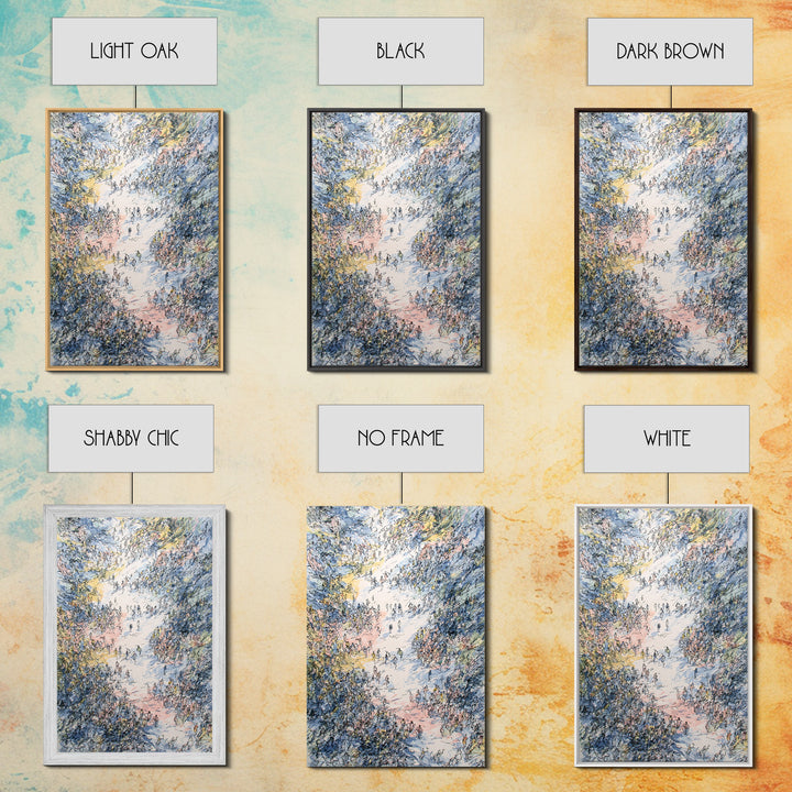 Pastel Valley Gathering Canvas Print, Dreamy Nature Scene With Tiny Figures, African Inspired Wall Decor, Unique Home Art