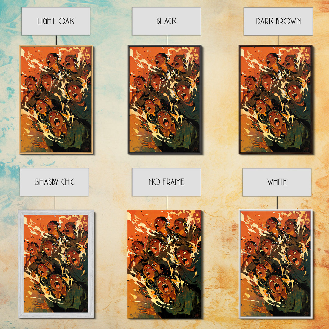 Expressive Singing Women With Orange Splash, Wall Art, Black Women Art, Afrocentric Poster, Bold Comic Style Home Decor Gift