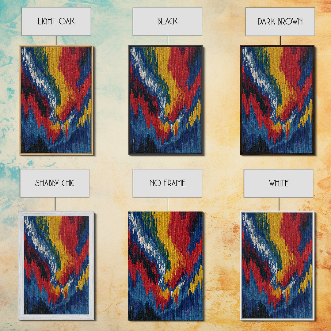 Bold Abstract Flame Feather Wall Art, Colorful African Inspired Canvas Print, Textile Art, Vibrant Modern Home Decor Gift
