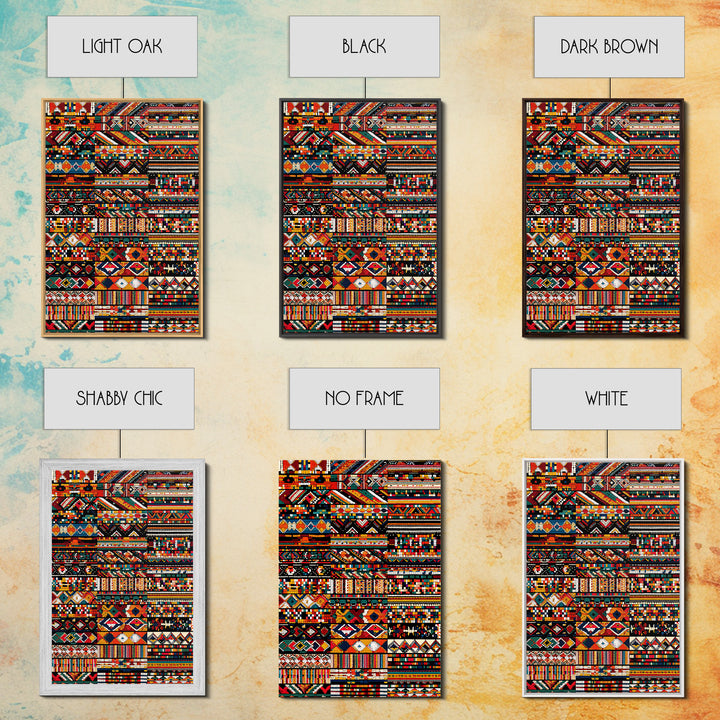 African Textile Mosaic Wall Art, Colorful Tribal Patterns Canvas Print, Ankara Fabric Collage, Afrocentric Home Decor Gift