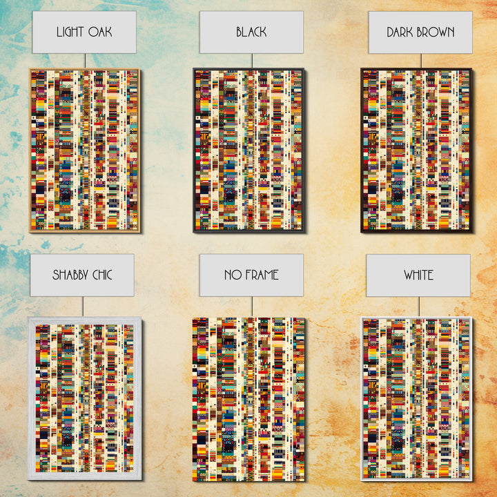 Pan African Textile Mosaic Strips Wall Art, Colorful African Fabric Patterns Canvas Print, Cultural Boho Home Decor Gift