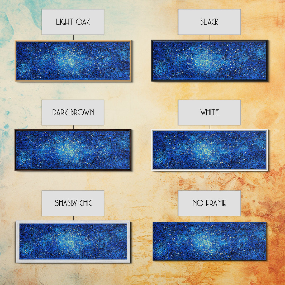 Blue Cosmic Starfield Abstract Wall Art, Modern Galaxy Canvas Decor, Dreamy Large Wall Art Prints, Teal Celestial Home Decor