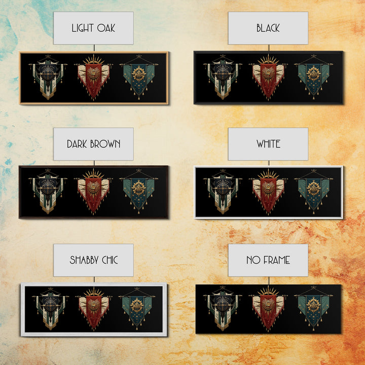 Ornate African Tribal Banners Wall Art, Gold Teal Shield Canvas, Afrocentric Decor, Modern African Art Print Gift For Home Decor