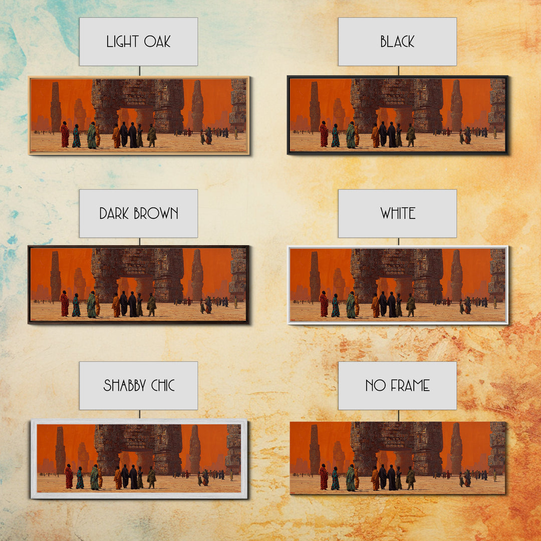 Surreal African Desert Monuments Canvas Print, Orange Ancestral City, Tribal Travelers Wall Art, Afrocentric Home Decor Gift
