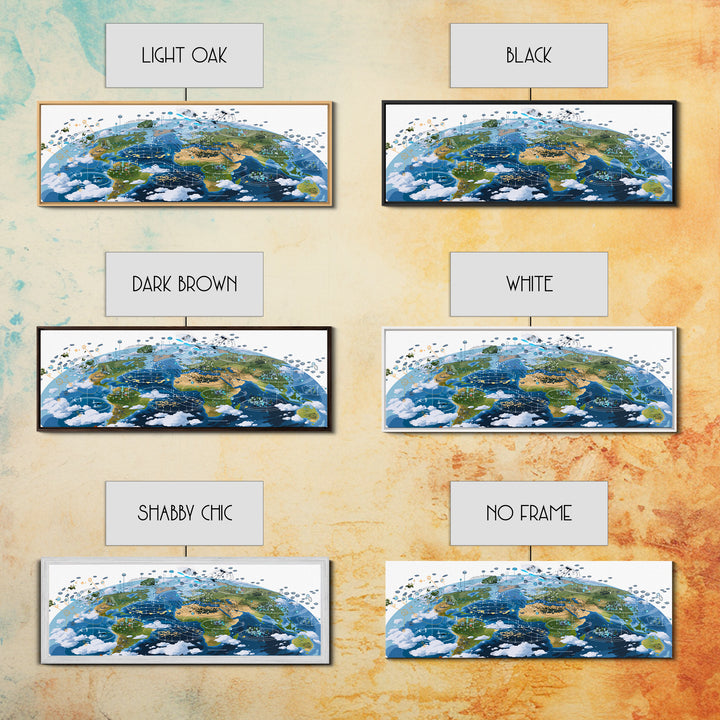 Illustrated Africa And World Weather Map Canvas Print, African Wall Art, Educational Travel Poster, Home Office Decor Gift