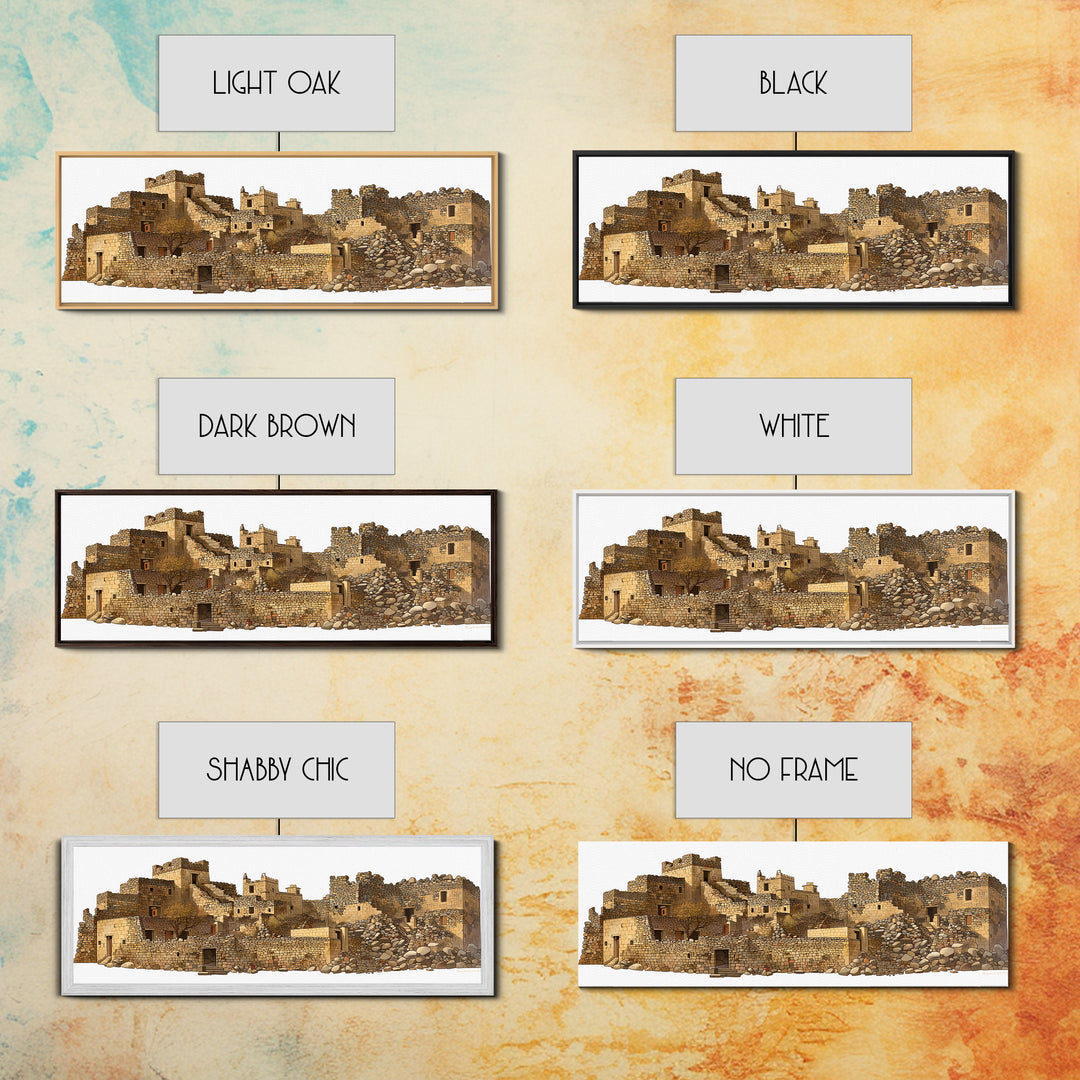 Ancient Desert Stone Village Ruins Wall Art, African Landscape Print, Moroccan Travel Decor, Rustic Cultural Home Decor Gift
