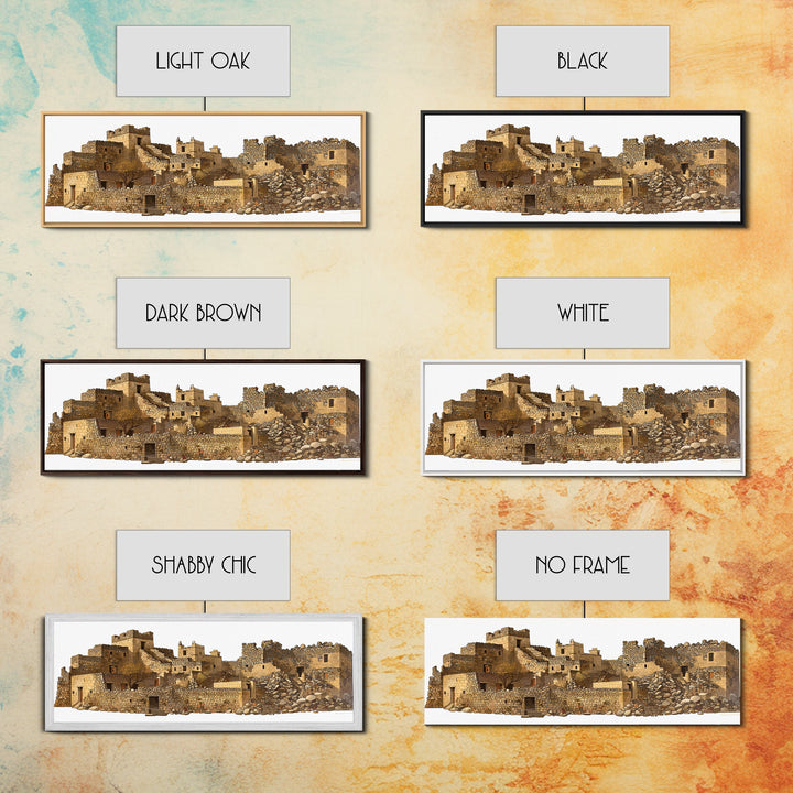 Ancient Desert Stone Village Ruins Wall Art, African Landscape Print, Moroccan Travel Decor, Rustic Cultural Home Decor Gift