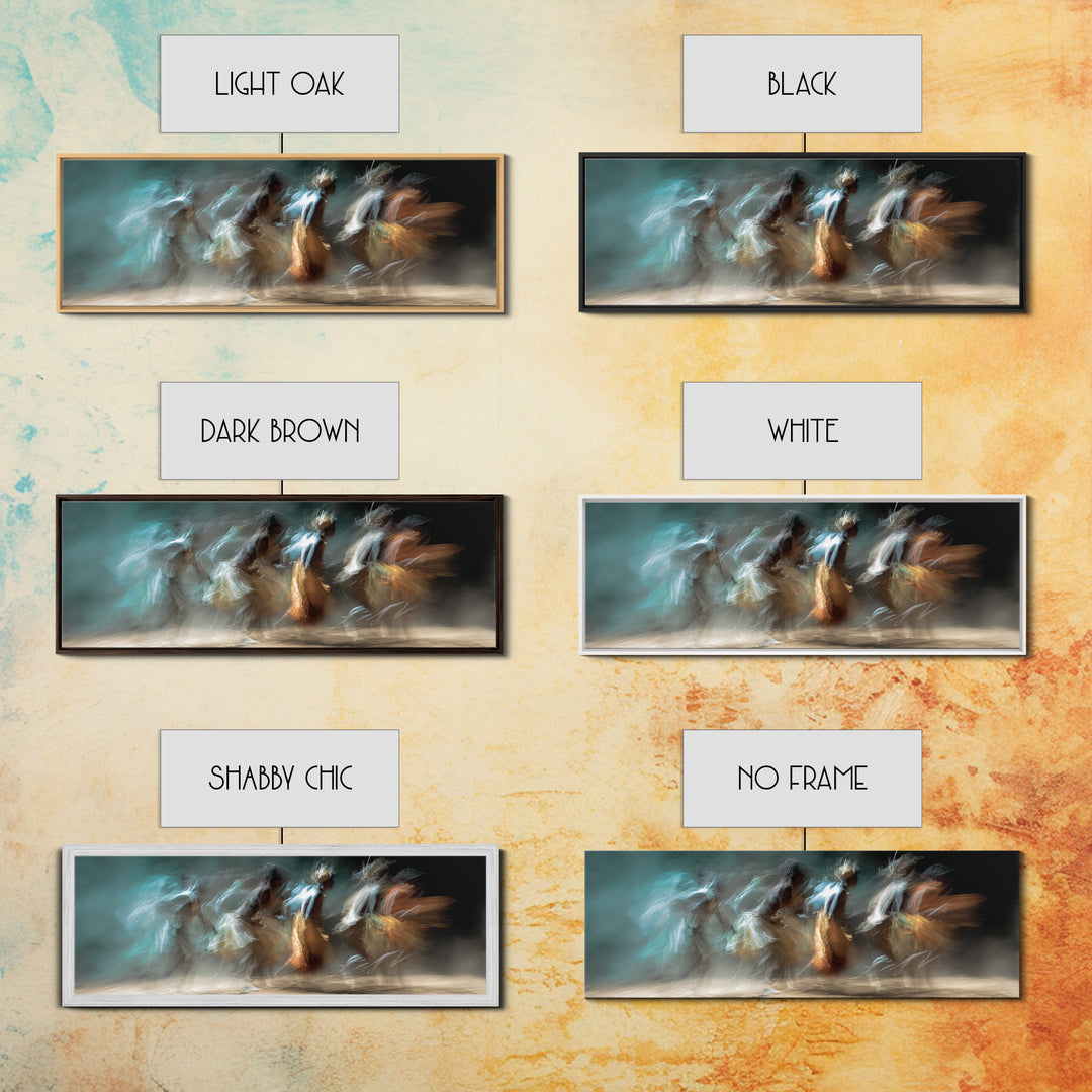 Blurred African Dancers In Blue And Amber Motion Wall Art, Afrocentric Canvas Decor, Cultural Dance Print, Living Room Art