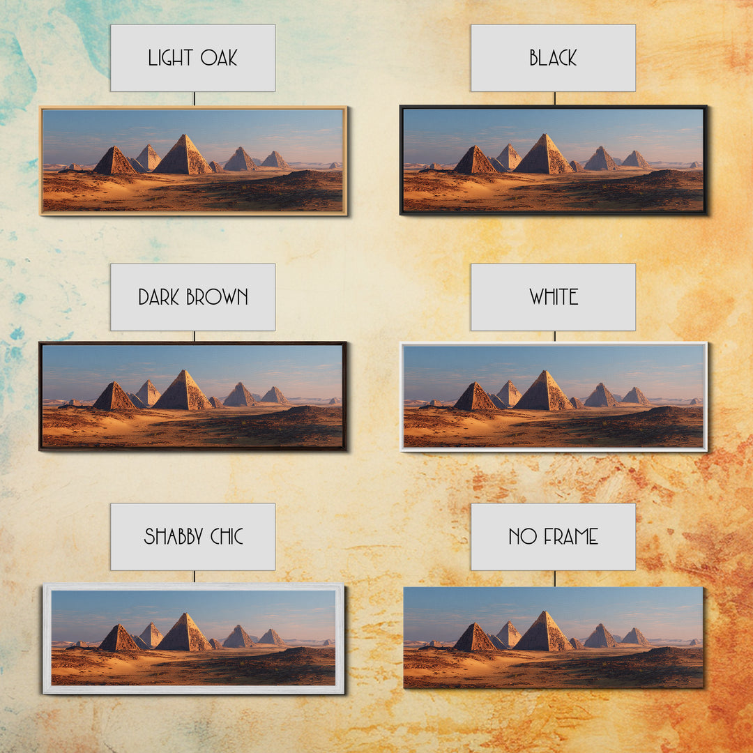 Golden Desert Pyramids At Dawn Canvas Print, African Egyptian Art, Ancient African Landscape, Safari Wall Decor Gift For Home
