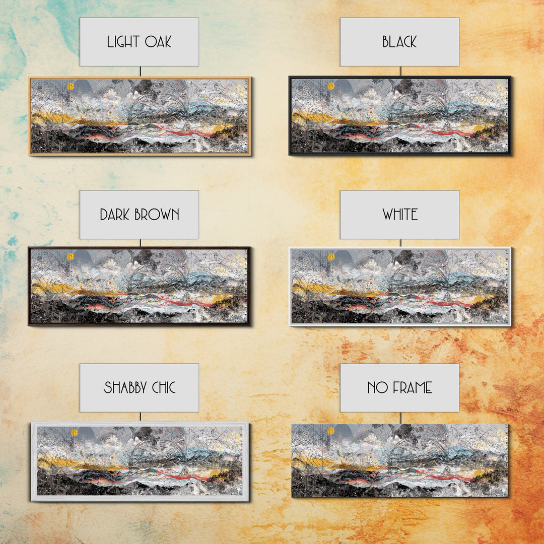 Stormy Abstract Mountain Horizon Wall Art, Panoramic African Inspired Landscape, Modern Canvas Decor For Living Room Home Decor