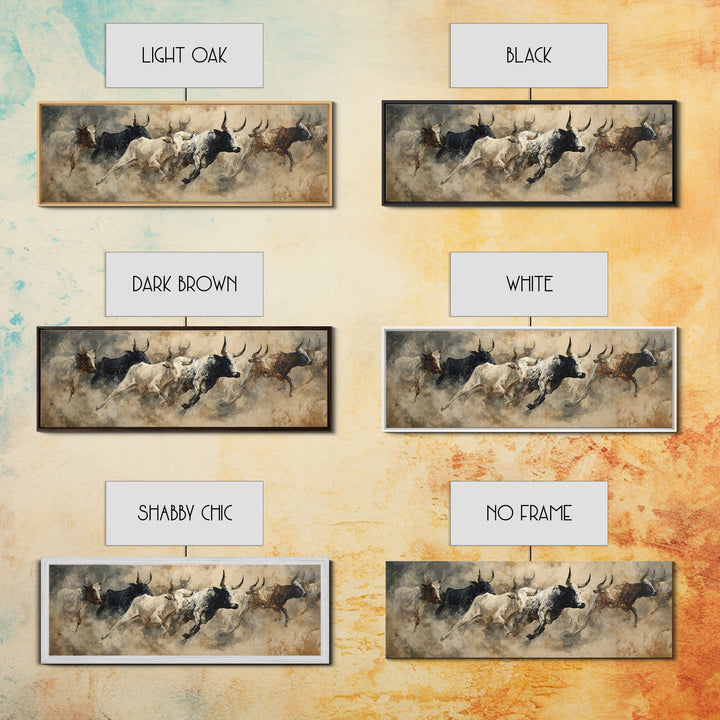 Charging Bulls Abstract Wall Art, African Safari Art, Earth Tone Canvas Print, Rustic Living Room Decor, Statement Wall Decor