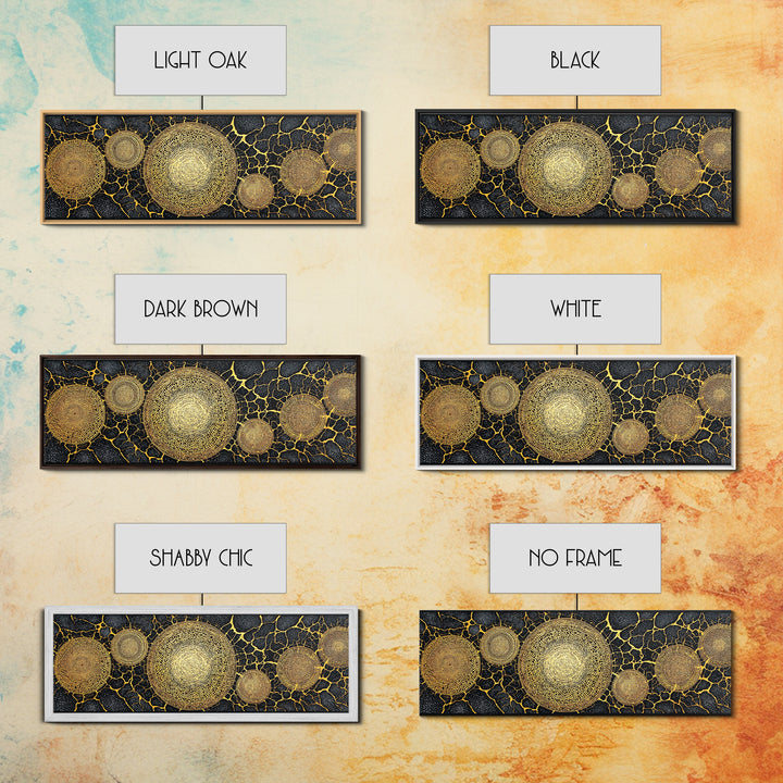Golden Geometric Circles Wall Art, Abstract Wall Art, Black And Gold Art, Textured Art Print, Luxury Canvas Print, Bold Decor