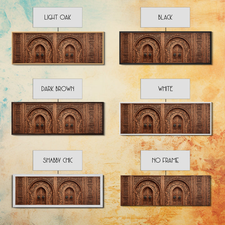 Carved Moroccan Double Door Framed Canvas Print, African Home Decor, Ethnic Wall Decor, Boho Wall Decor, Housewarming Gift