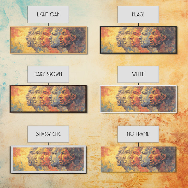 Textured African Ancestral Profiles Canvas Print, Afrocentric Wall Decor, Black History Portrait, Panoramic Art Gift For Home
