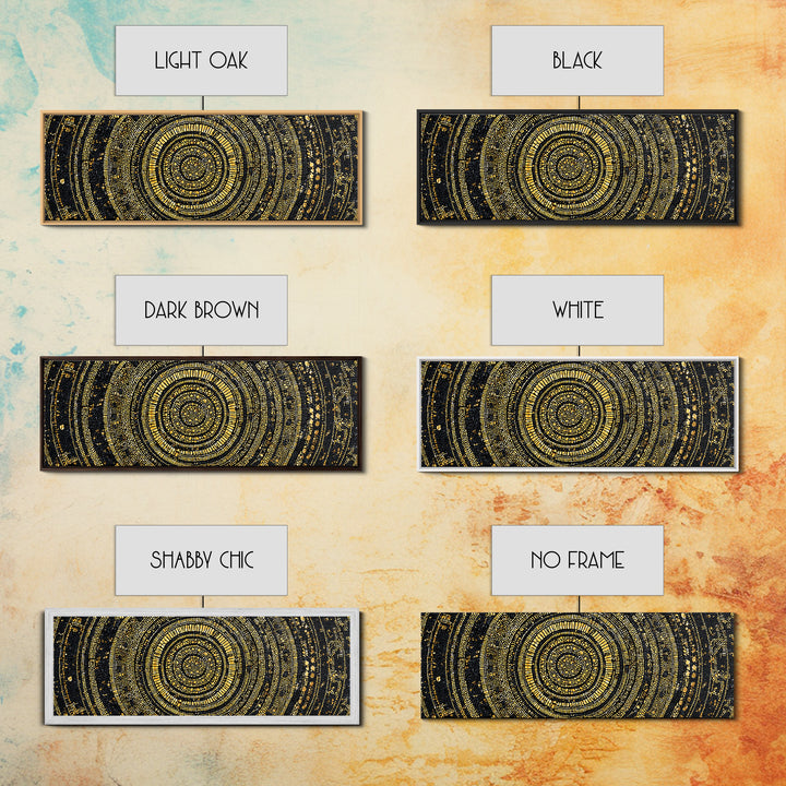 Gold Circular Mosaic Wall Art, Ancient African Abstract Pattern, Black And Gold Canvas, Tribal Luxury Home Decor, Statement Piece
