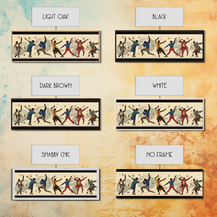 Joyful African Dancers In Motion Wall Art, Afrocentric Culture Art, Black People Decor, Panoramic Canvas, Gift For Art Lovers